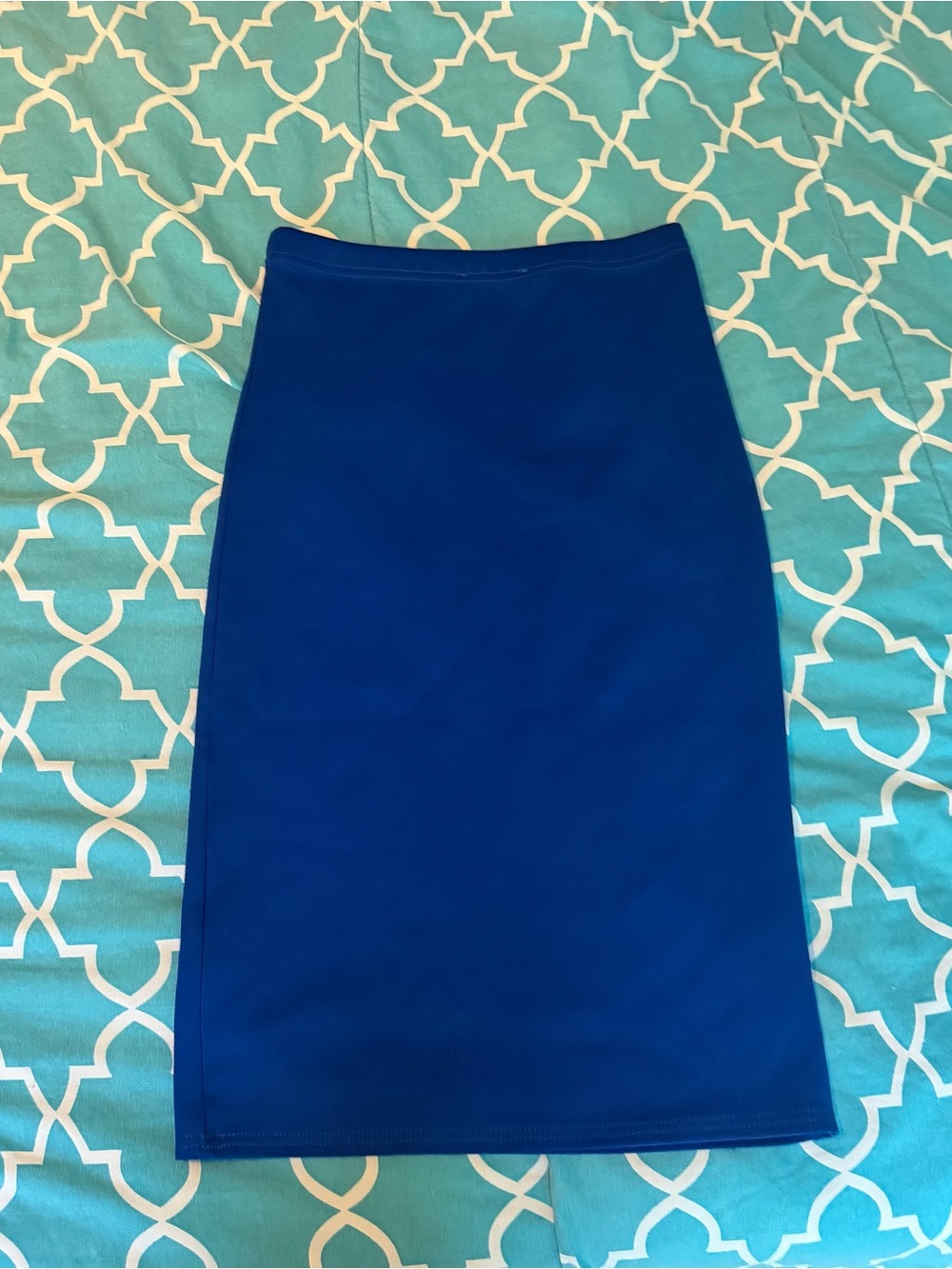 Classic Blue Pencil Skirt - Women's Solid Color